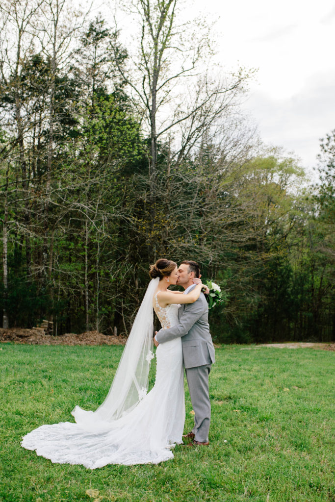 Bride and Groom kissing during their NC Tiny Wedding