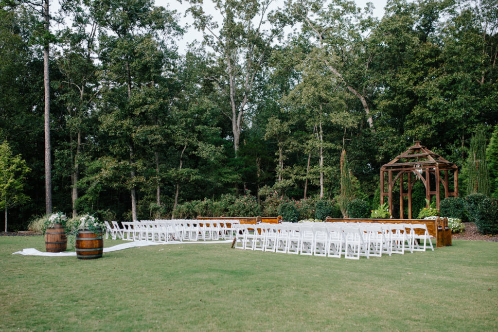 Wedding ceremony at Rolling Hill Farm Wedding Venue in Monroe North Carolina.